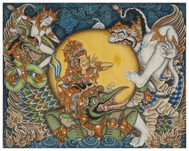 "Hanoman and Surya". Ketut Madra. 1972, acrylic on canvas - Photo David irons.