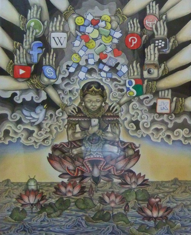 'Seperti Tercerahkan' Wayan Budiarta 2015, Acrylic on Paper, 50x65cm