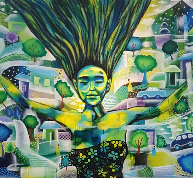 Kadek Eko "Peacefulness" 130x150cm Acrylic 2016