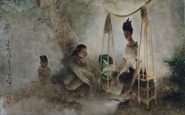 lee-man-fong_satay-vendor-with-mother-and-son