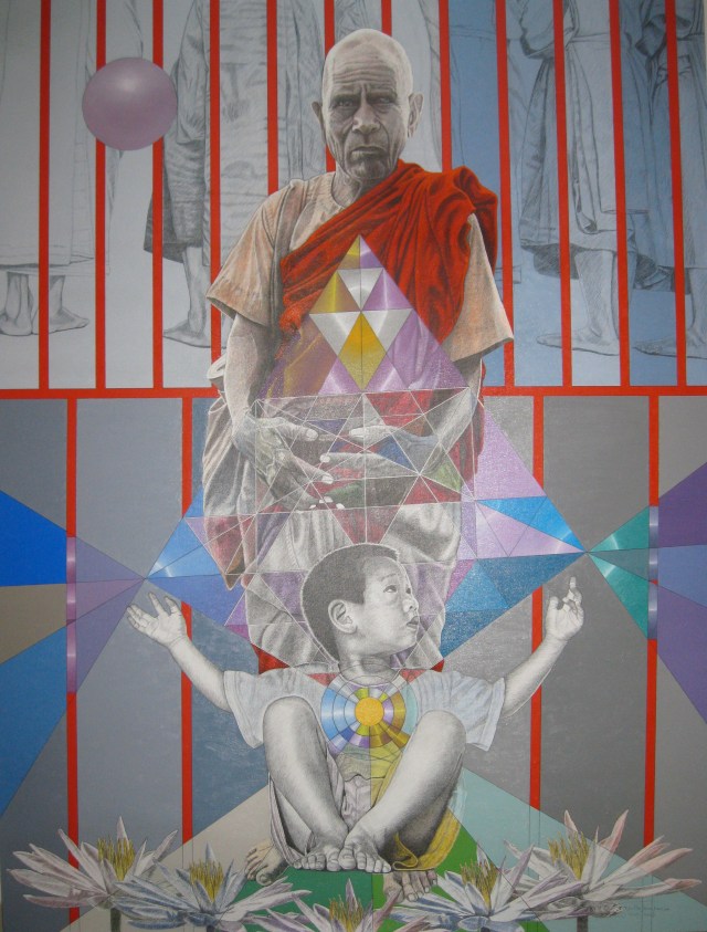 'Lotuses 3', 2009, mixed media on canvas.