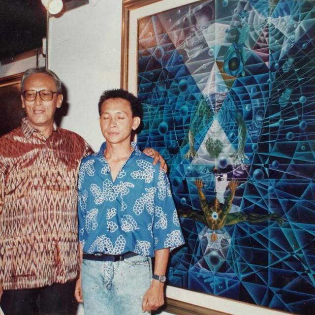 Sutjipto Adi and unknown character 1987 solo exhibition TIM Jakarta