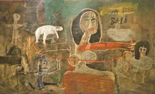 'Benang Merah Bali - Basel" (The Red Thread From Bali to Basel) Made Djirna. 1993, mixed media on canvas, 145 x 245cm..JPG