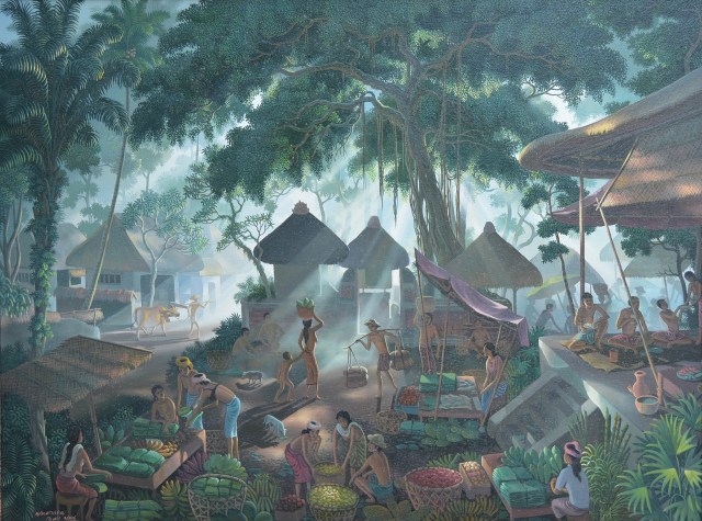 Lot 716 "Suasana Pasar Bali" 2006 I Gusti Agung Wiranata. Image courtesy of Larasati