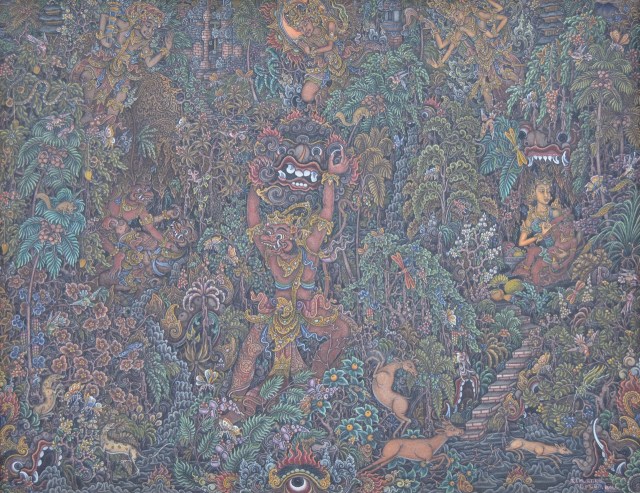 Lot 786 "Ramayana Scene" Ketut Murtika. Image courtesy of Larasati Auctioneers