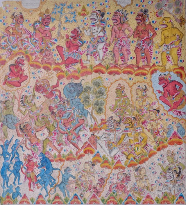 Lot # 791 "Bayu Satu Duta" Tjokorda Oka Gambir (1902 - 1975 Peliatan) Natural pigments on cloth, 162.5 x 150 cm. Image courtesy of Larasati Auctioneers